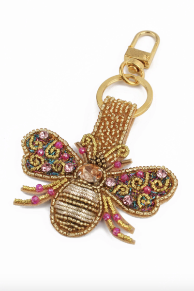 My Doris Gold and Pink Bee Keyring